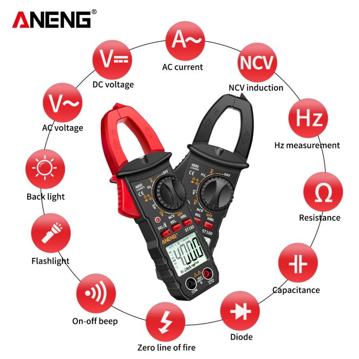 ANENG ST180 Digital Clamp Meter Multimeter 4000 Counts