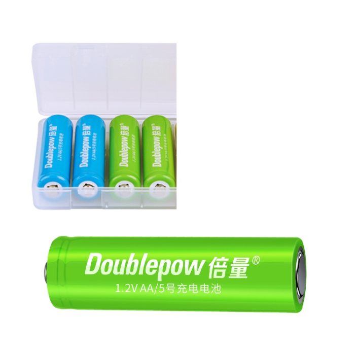 Doublepow AA Size 1.2V 1300mAh Ni-MH Rechargeable Multi-color Batteries for Solar Lights, Garden Lights, Remotes, Power Tools, Toys, Flashlights etc - 4 Pieces pack